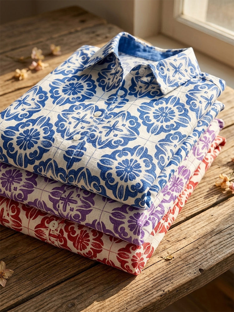⏰Last Day 70% OFF 🔥 Santorini Inspired Print Shirt Dress