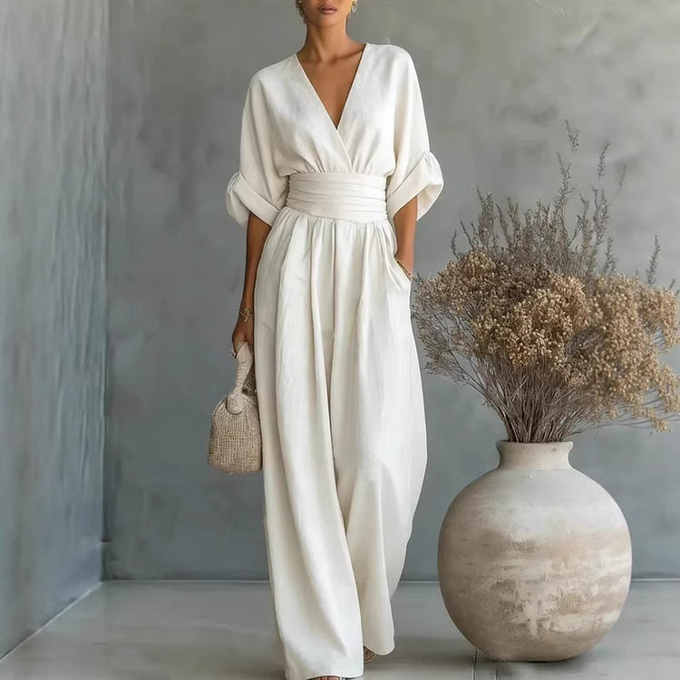 Fashion V-neck Waist Jumpsuit