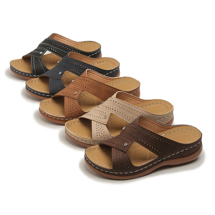 Women's Wedge Sandals – Comfortable Arch Support Slip-On Summer Shoes
