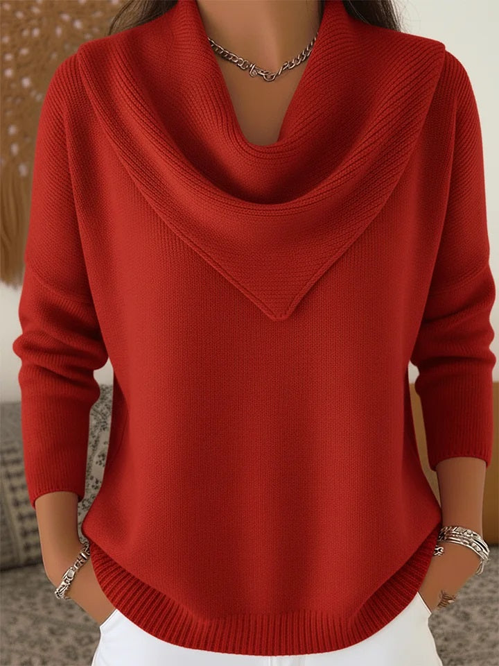 ⏰Last Day 70% OFF 🔥 Elegant Retro Soft Triangle Neck Solid Color Sweater Top