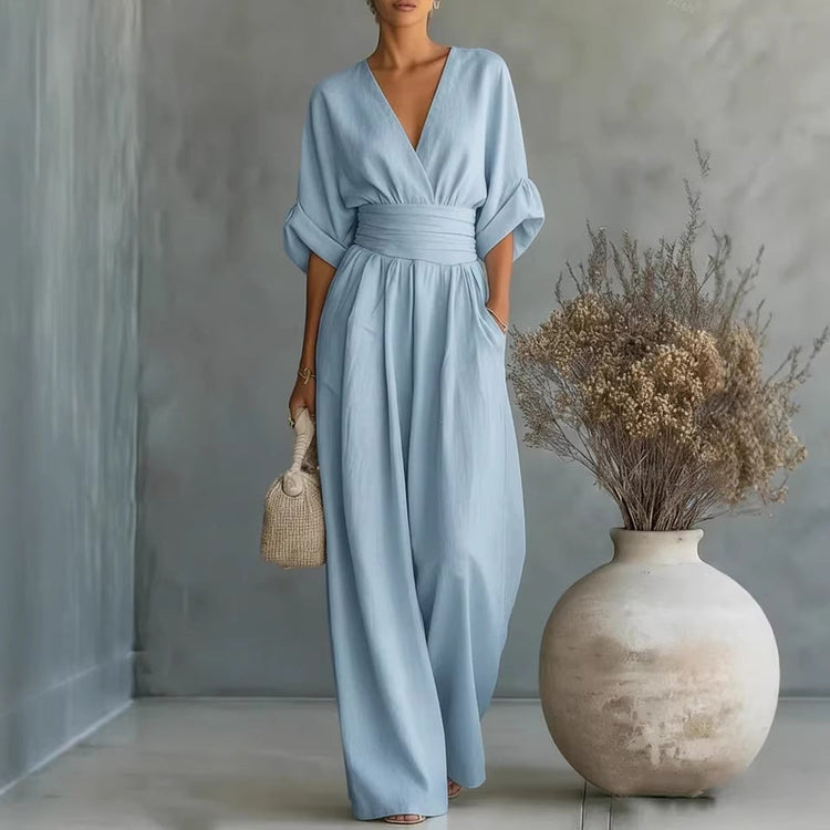Fashion V-neck Waist Jumpsuit