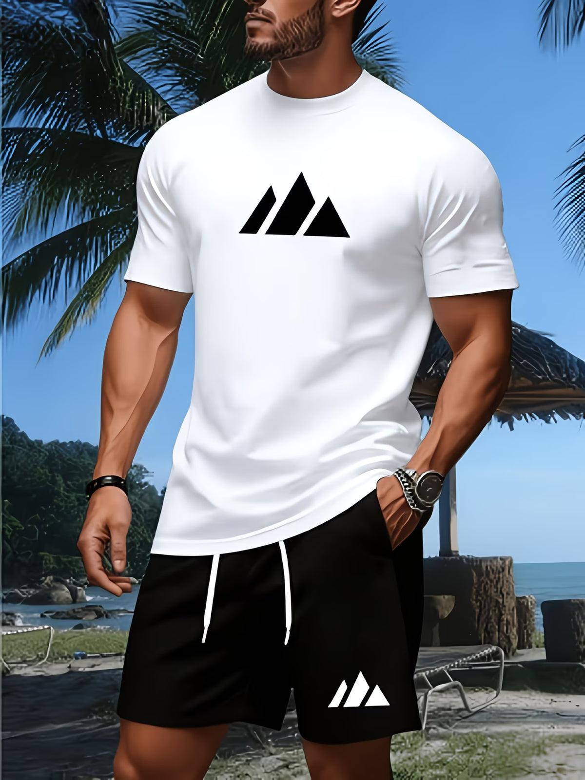 Sporty t-shirt and shorts set for men
