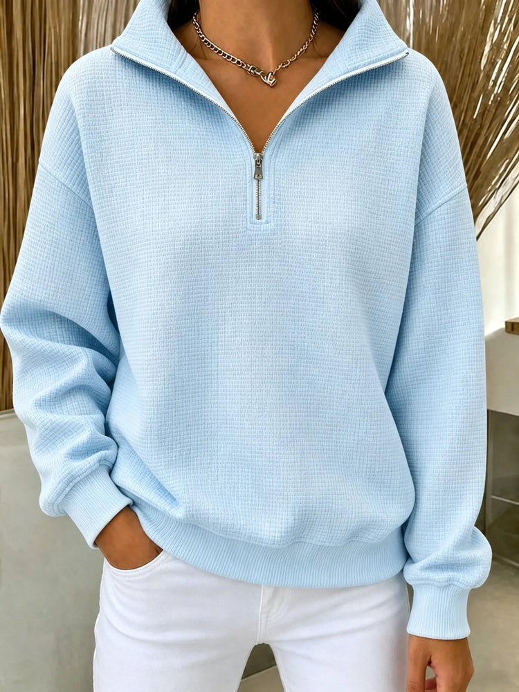 ⏰Last Day 70% OFF 🔥 Women's Waffle Knit Quarter-Zip Sweatshirt