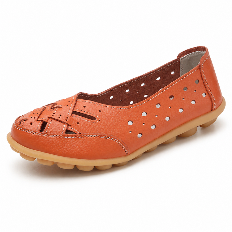 Women's breathable slip-on flats with cutouts