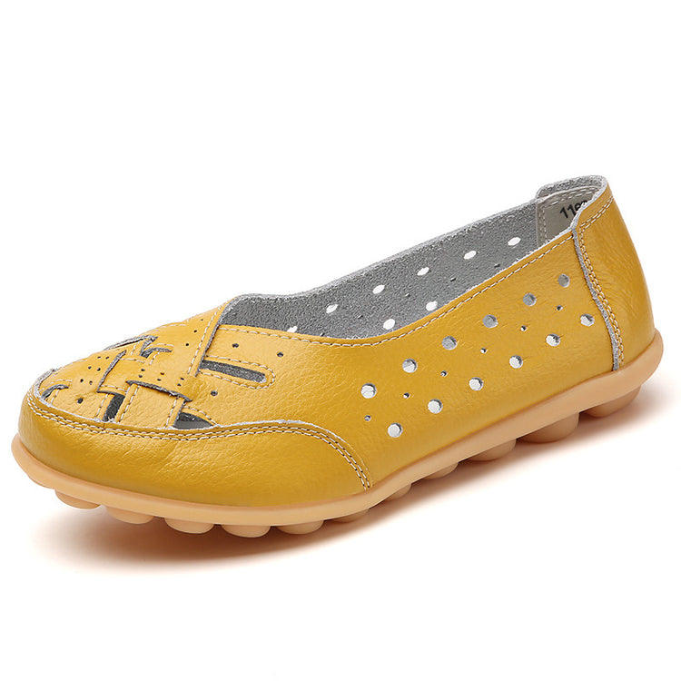 Women's breathable slip-on flats with cutouts