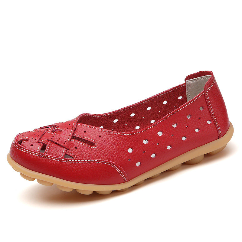 Women's breathable slip-on flats with cutouts
