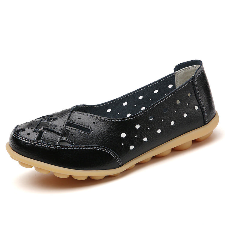 Women's breathable slip-on flats with cutouts
