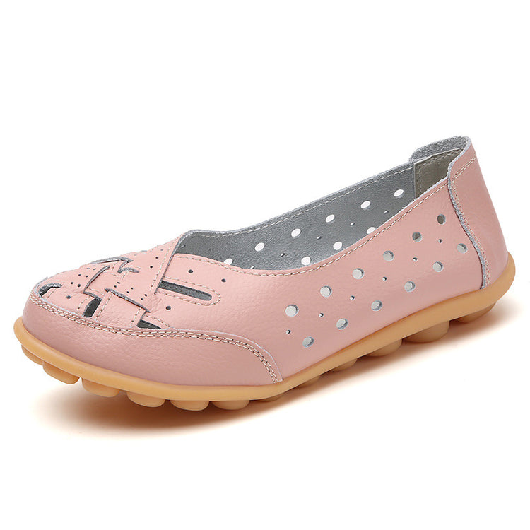 Women's breathable slip-on flats with cutouts