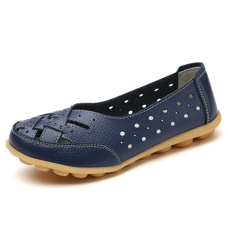 Women's breathable slip-on flats with cutouts