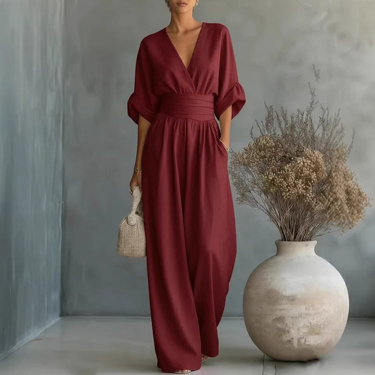 Fashion V-neck Waist Jumpsuit