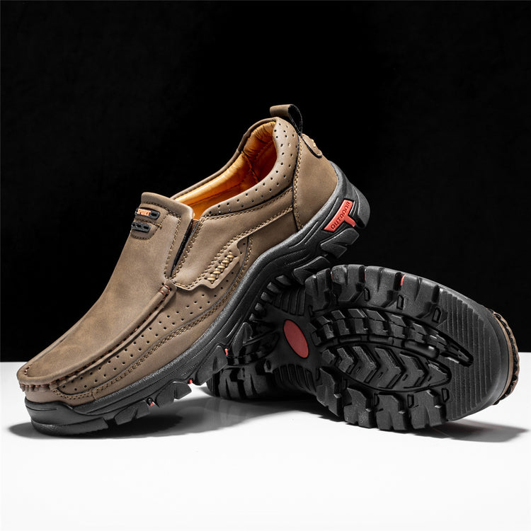 Mitchell Shoes Men's Non-slip Walking Leather Lightweight Breathable Casual Loafers
