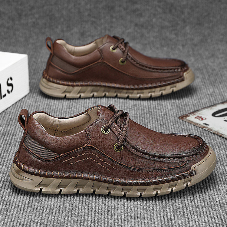 💥💥Men's Casual Comfortable Wear-Resistant Non-Slip Genuine Leather stitched Futian Shoes