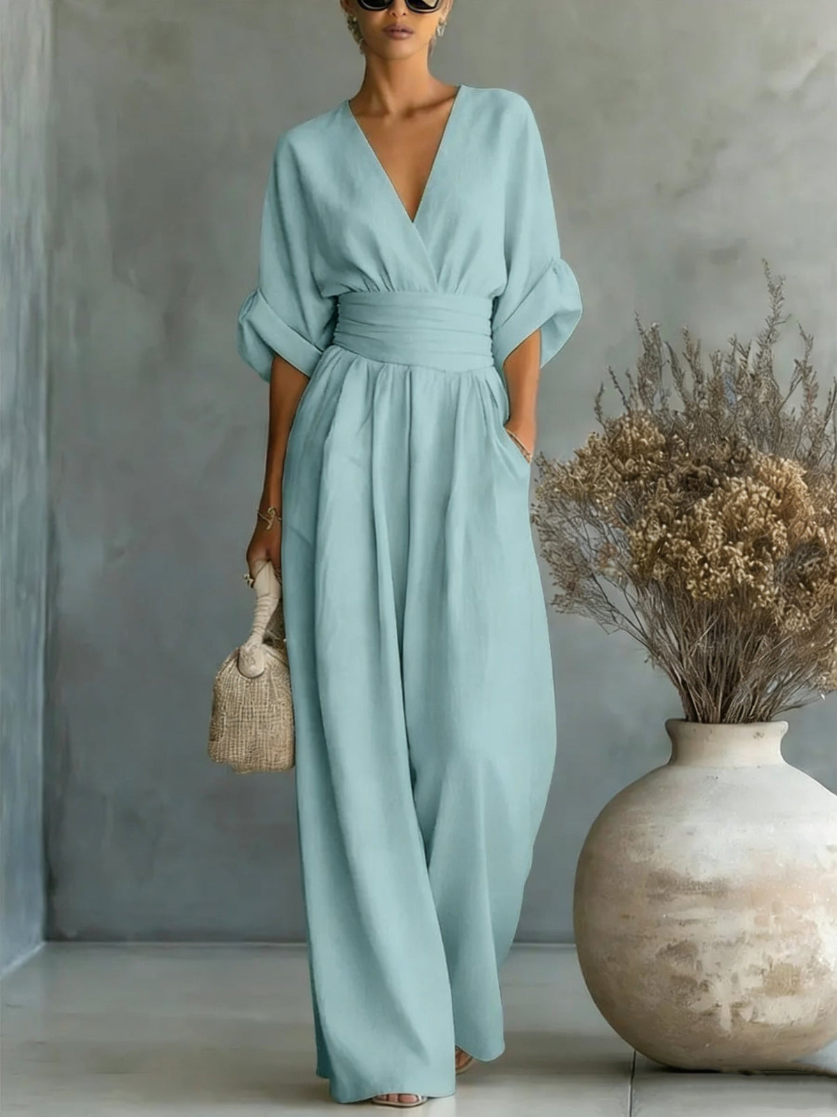 Fashion V-neck Waist Jumpsuit