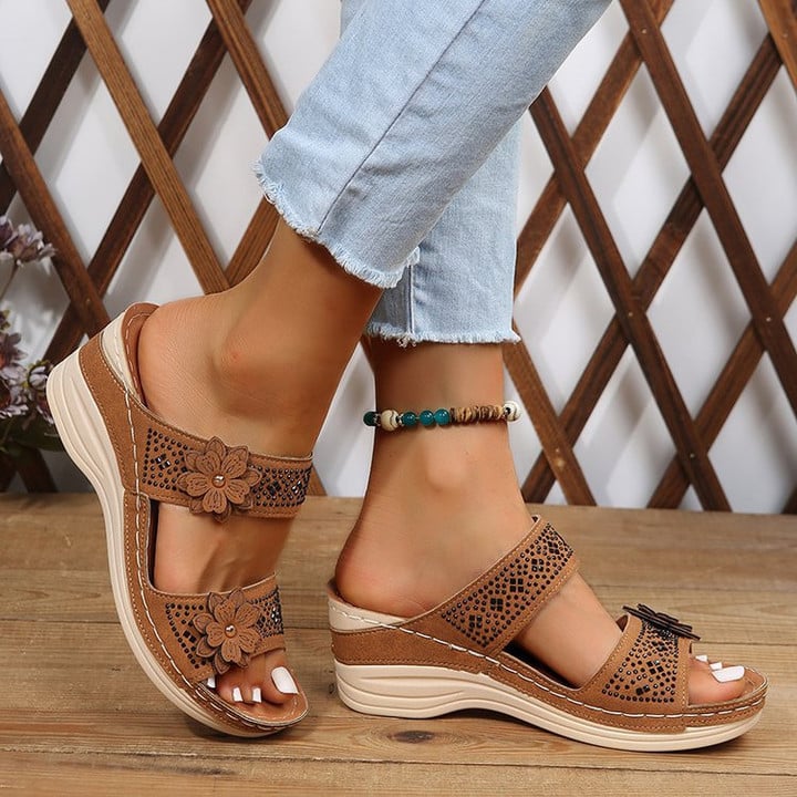 ⏰Last Day 70% OFF 🔥 Floral Wedge Platform Sandals