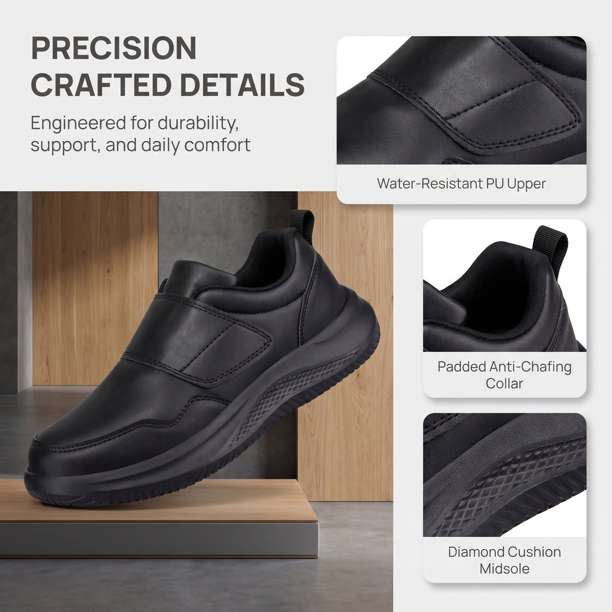 ⏰Last Day! 45% OFF  🔥TOPSFANO®Men's Slip-On Work Shoes, Waterproof Lightweight Walking Sneakers