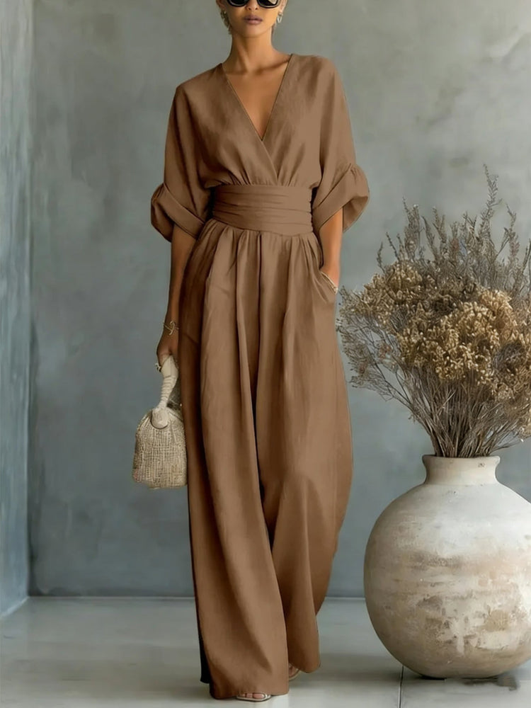 Fashion V-neck Waist Jumpsuit