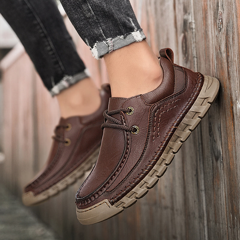 💥💥Men's Casual Comfortable Wear-Resistant Non-Slip Genuine Leather stitched Futian Shoes