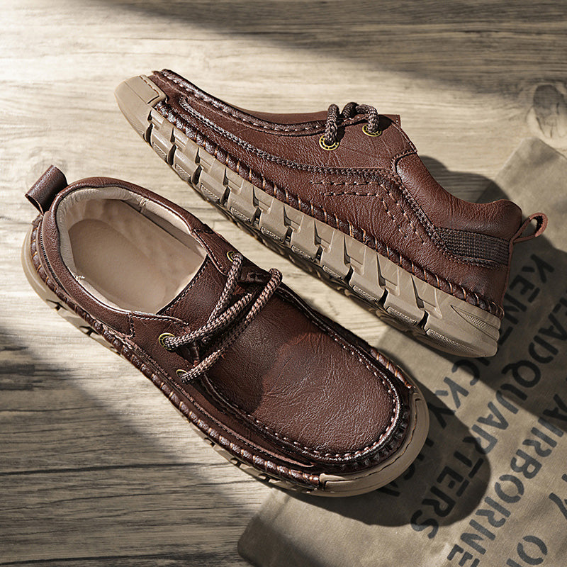 💥💥Men's Casual Comfortable Wear-Resistant Non-Slip Genuine Leather stitched Futian Shoes