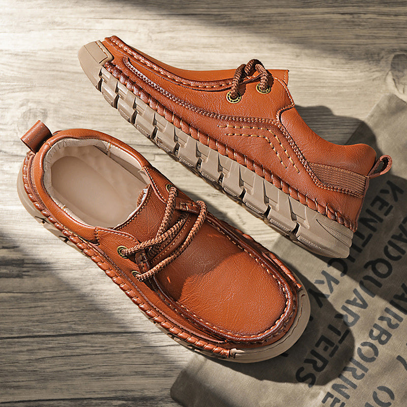 💥💥Men's Casual Comfortable Wear-Resistant Non-Slip Genuine Leather stitched Futian Shoes