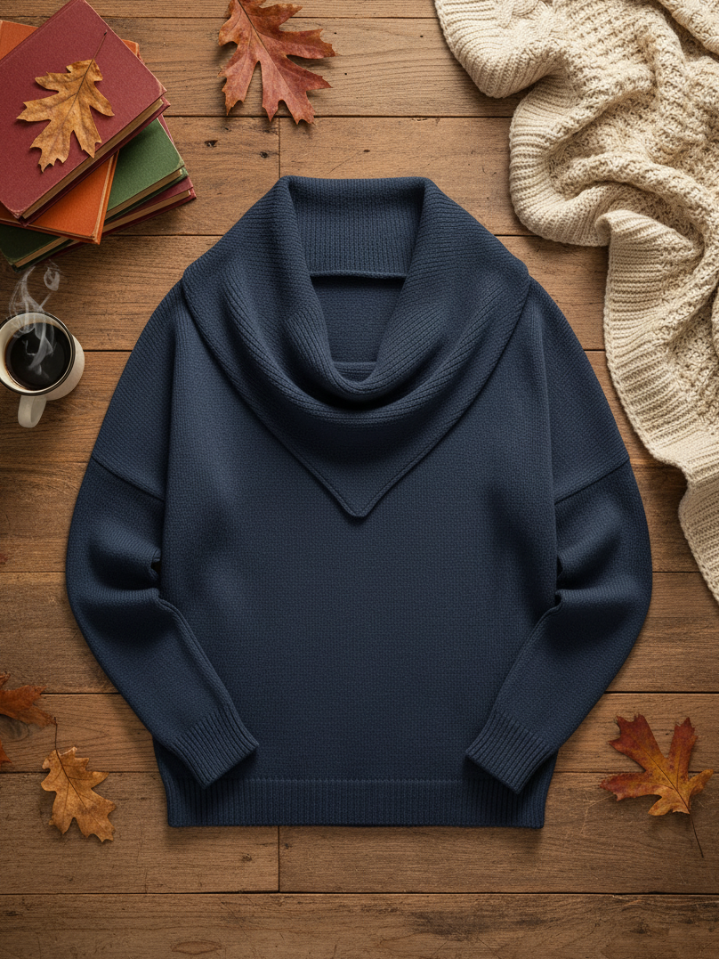 ⏰Last Day 70% OFF 🔥 Elegant Retro Soft Triangle Neck Solid Color Sweater Top