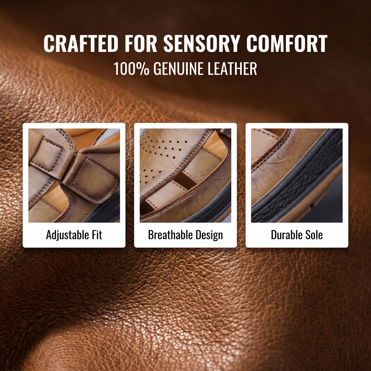 ⏰Last Day 70% OFF 🔥 TOPSFANO®Men's Genuine Leather Breathable Sandals
