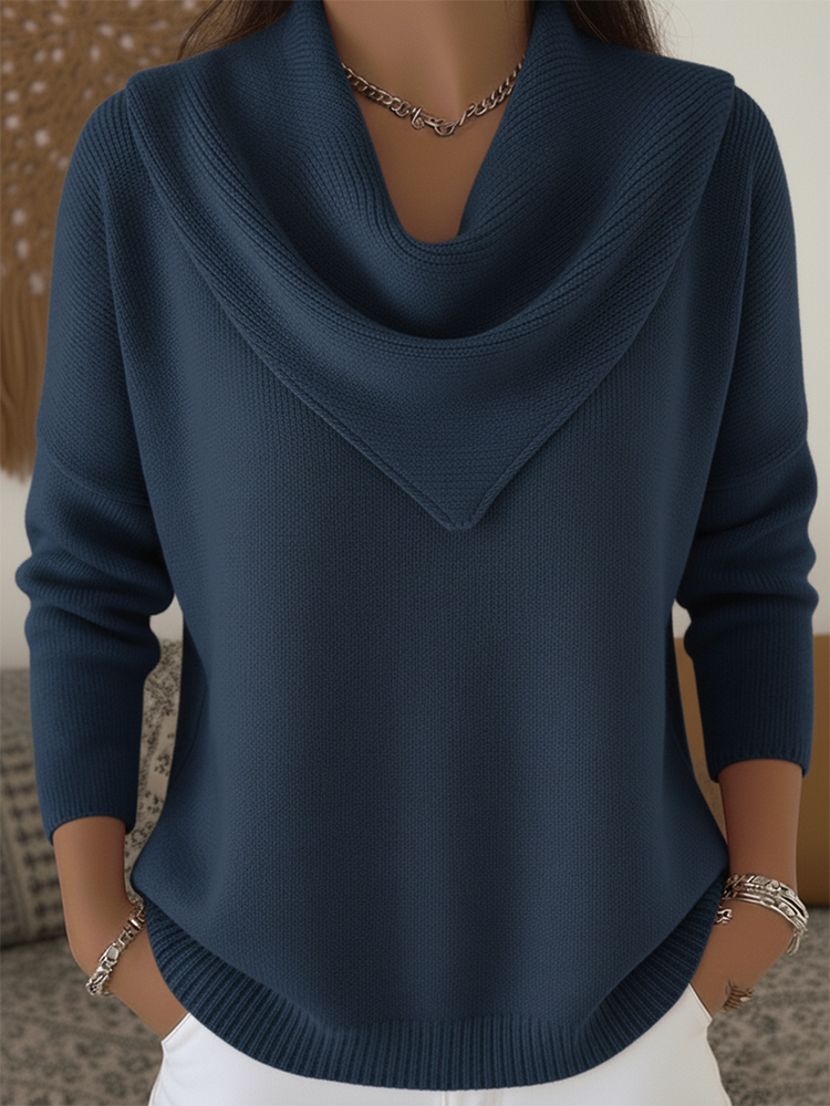 ⏰Last Day 70% OFF 🔥 Elegant Retro Soft Triangle Neck Solid Color Sweater Top