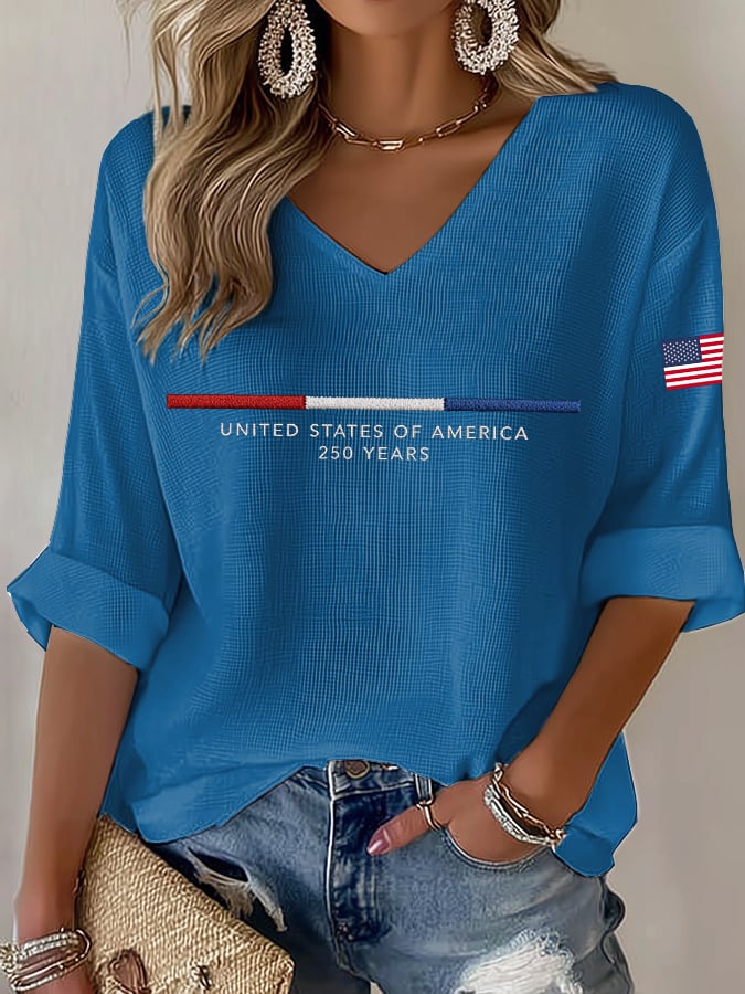 Women's United States 250th Anniversary Waffle Long Sleeve T-Shirt