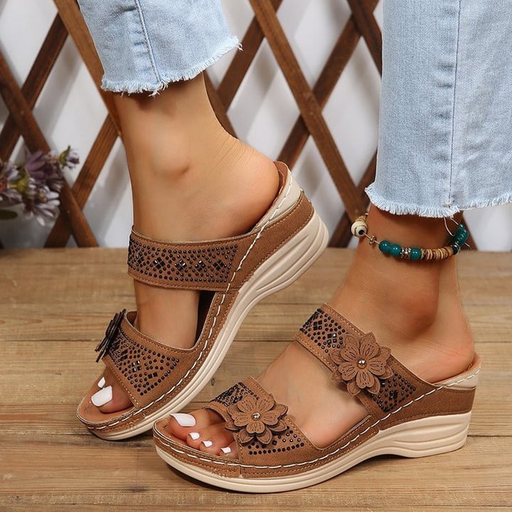 ⏰Last Day 70% OFF 🔥 Floral Wedge Platform Sandals
