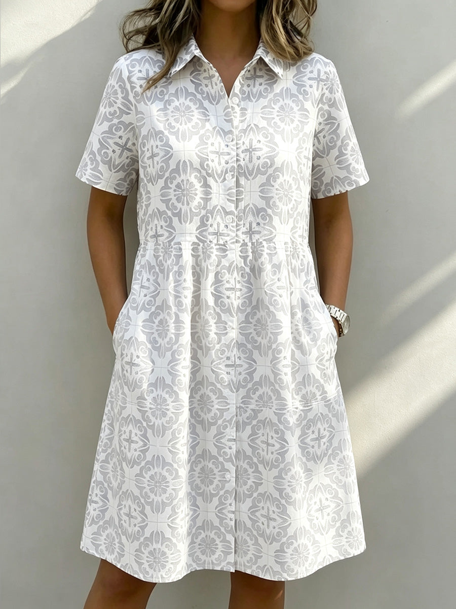 ⏰Last Day 70% OFF 🔥 Santorini Inspired Print Shirt Dress