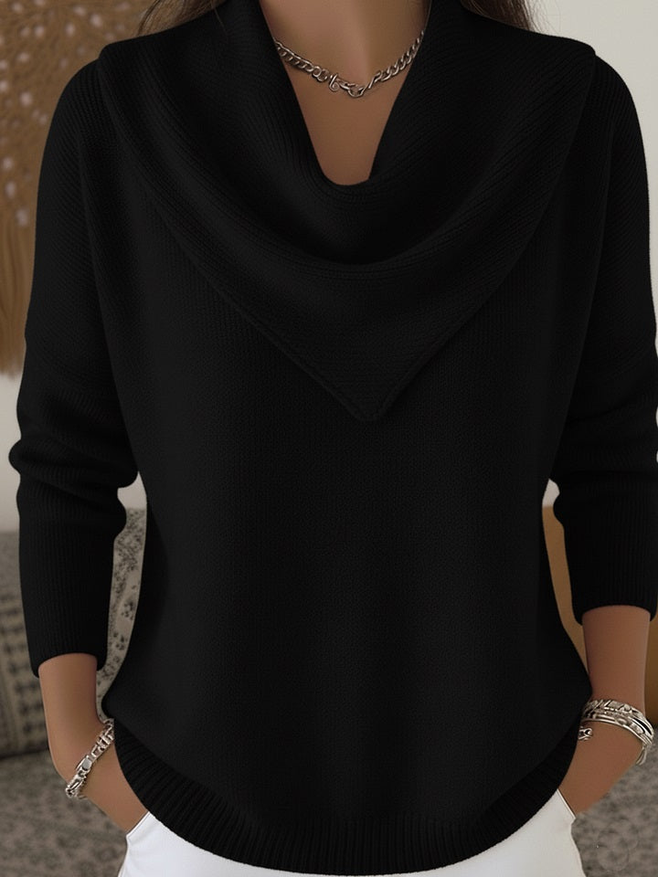 ⏰Last Day 70% OFF 🔥 Elegant Retro Soft Triangle Neck Solid Color Sweater Top