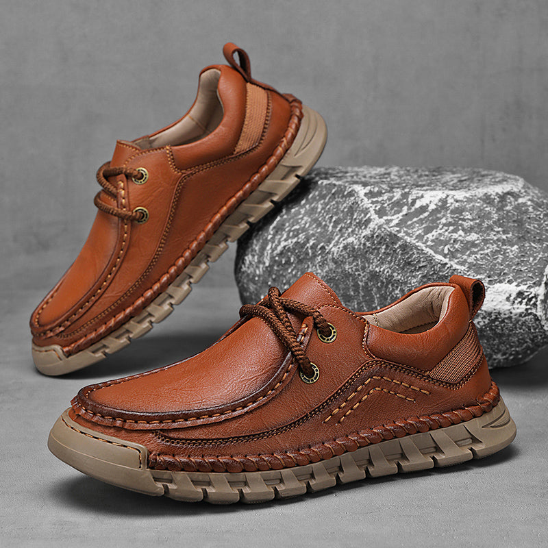 💥💥Men's Casual Comfortable Wear-Resistant Non-Slip Genuine Leather stitched Futian Shoes