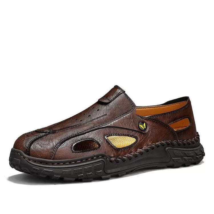 ⏰Last Day 70% OFF 🔥 TOPSFANO®Men's Genuine Leather Breathable Slip-on Sandals