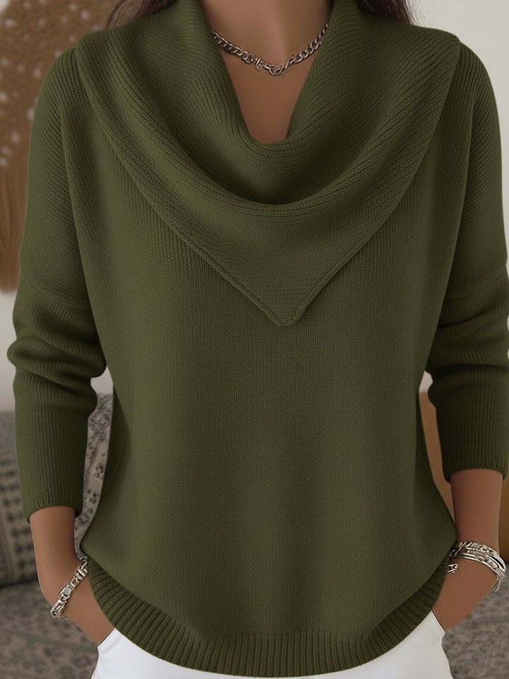 ⏰Last Day 70% OFF 🔥 Elegant Retro Soft Triangle Neck Solid Color Sweater Top