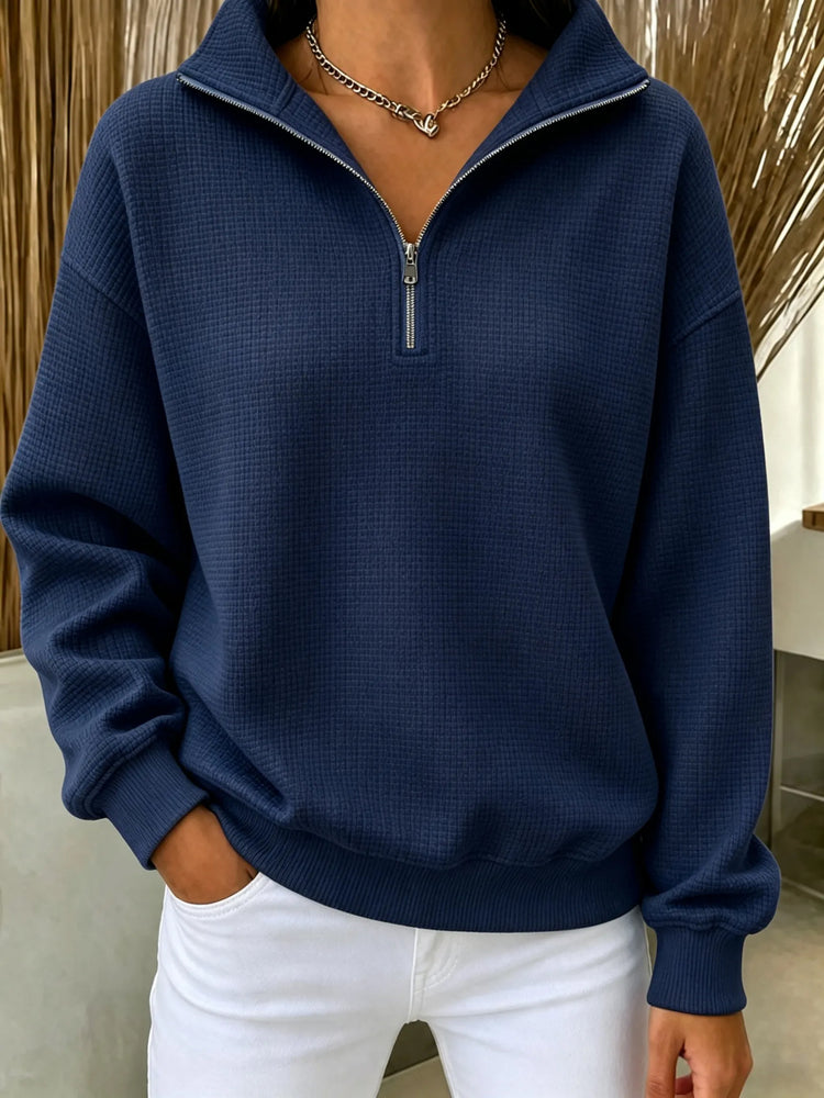 ⏰Last Day 70% OFF 🔥 Women's Waffle Knit Quarter-Zip Sweatshirt