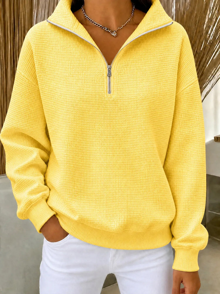 ⏰Last Day 70% OFF 🔥 Women's Waffle Knit Quarter-Zip Sweatshirt