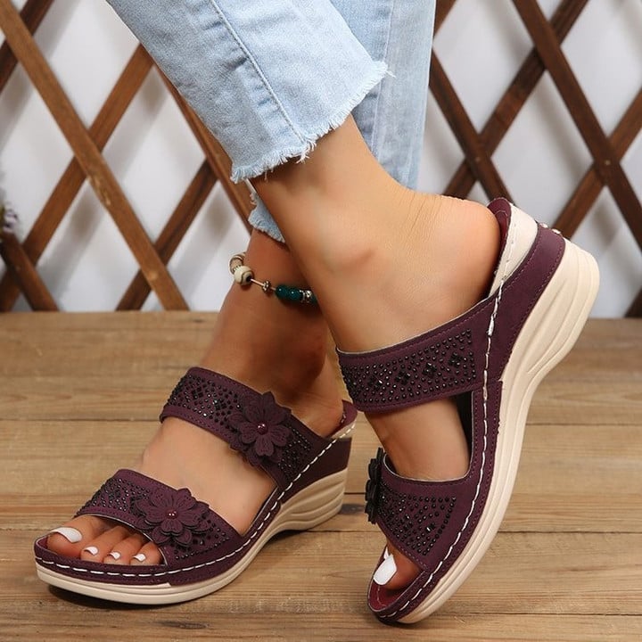⏰Last Day 70% OFF 🔥 Floral Wedge Platform Sandals