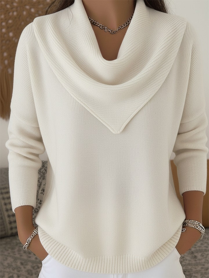 ⏰Last Day 70% OFF 🔥 Elegant Retro Soft Triangle Neck Solid Color Sweater Top