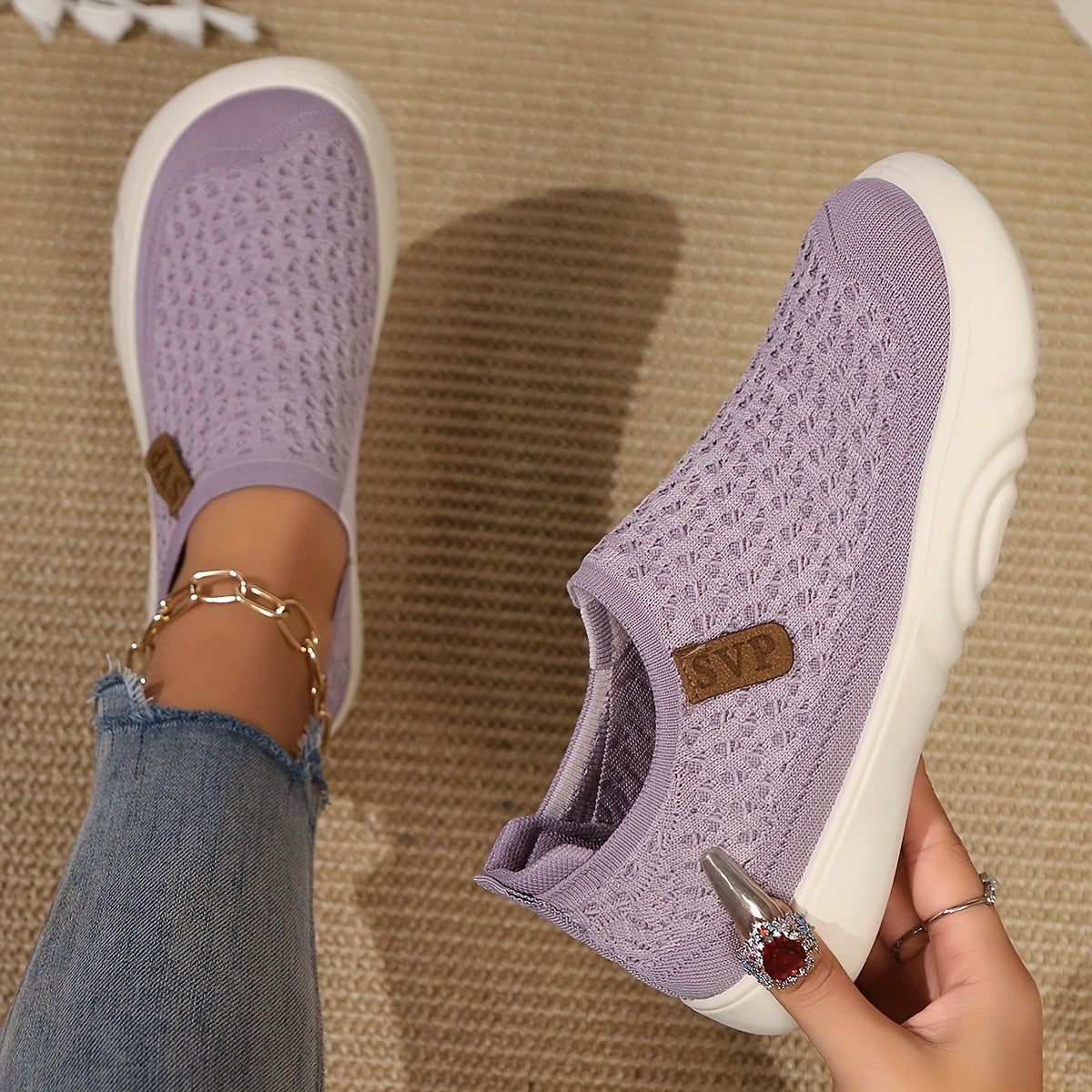 Knitted slip-on shoes