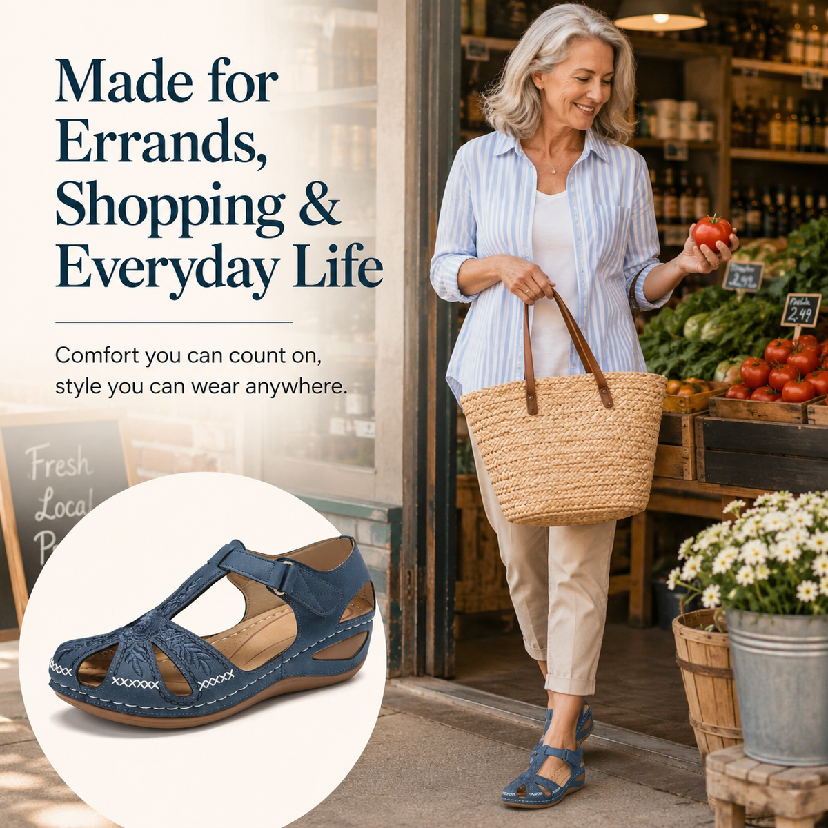 Women's Embroidered Neck Hiking Shoes - Comfortable Non-Slip Mary Jane Sandals for Everyday Wear