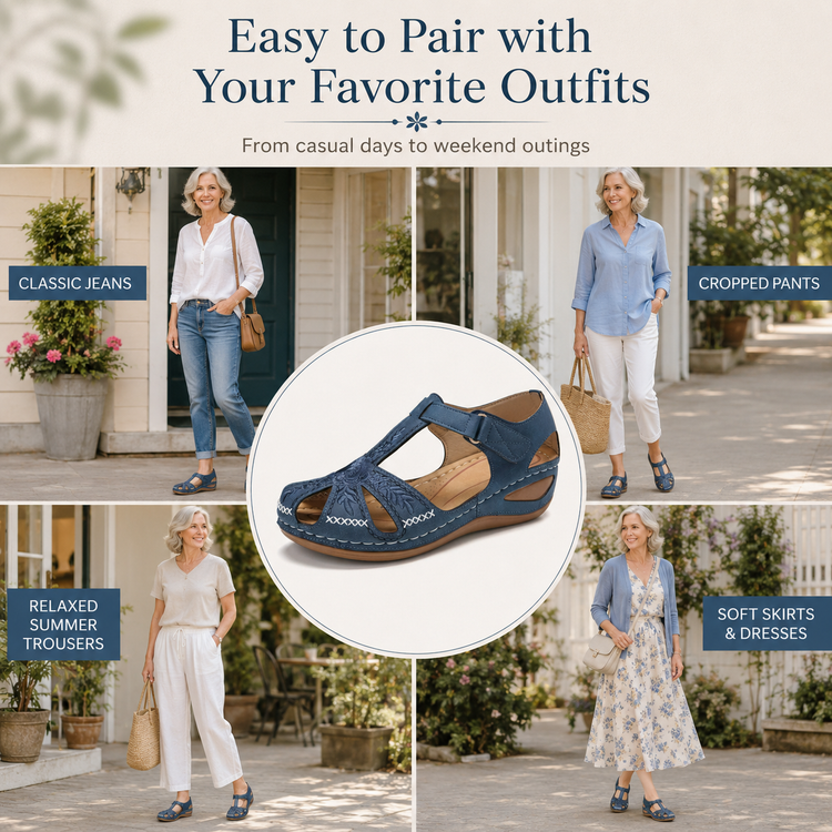 Women's Embroidered Neck Hiking Shoes - Comfortable Non-Slip Mary Jane Sandals for Everyday Wear