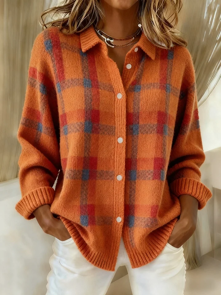 ⏰Last Day 70% OFF 🔥 Women's Vintage Plaid Button-Front Cardigan