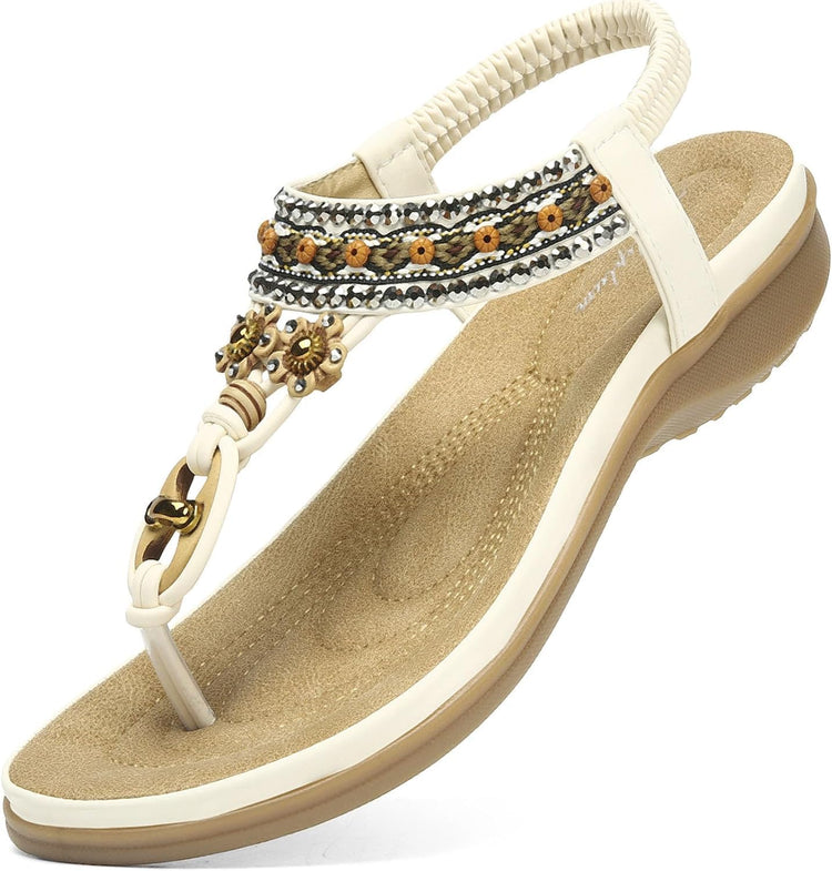 Littleplum Womens Sandals Arch Support Summer Beach Sandals Comfort Walking Shoes Bohemian Flip Flops Sandals for Women