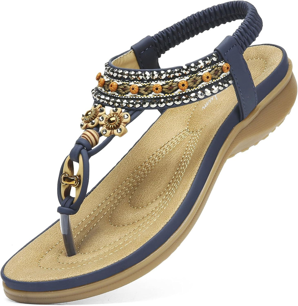 Littleplum Womens Sandals Arch Support Summer Beach Sandals Comfort Walking Shoes Bohemian Flip Flops Sandals for Women
