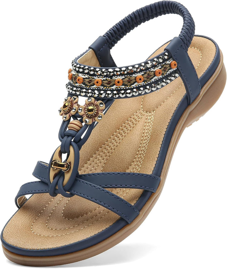 Littleplum Womens Sandals Arch Support Summer Beach Sandals Comfort Walking Shoes Bohemian Flip Flops Sandals for Women