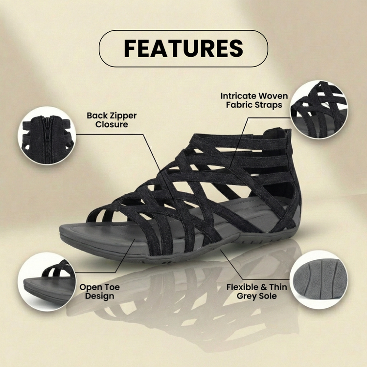 Gladiator Sandals - Multi-Strap Ankle Design