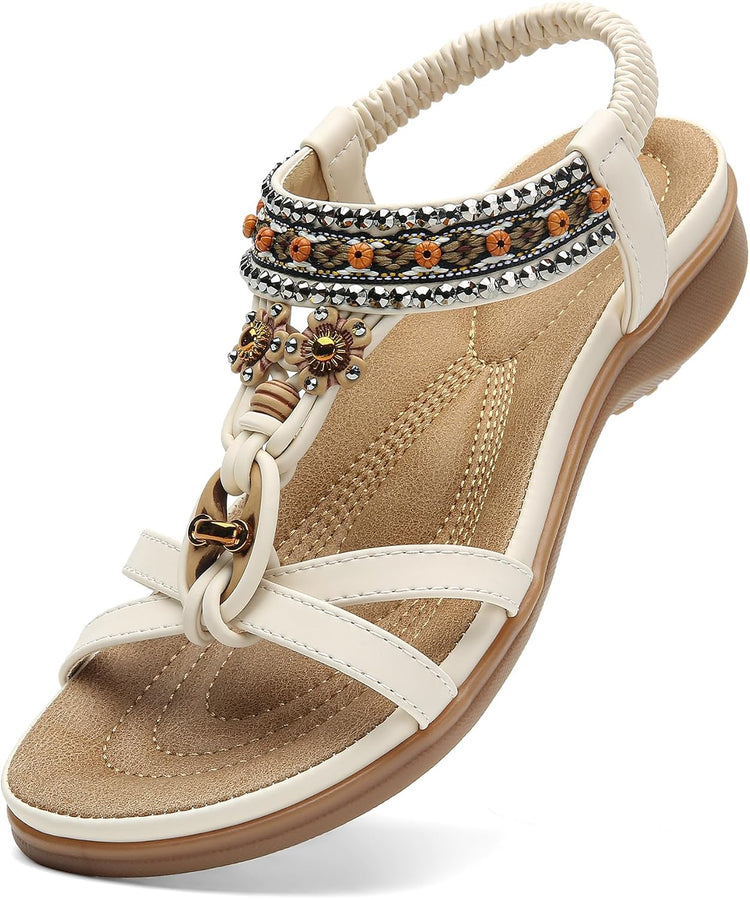 Littleplum Womens Sandals Arch Support Summer Beach Sandals Comfort Walking Shoes Bohemian Flip Flops Sandals for Women