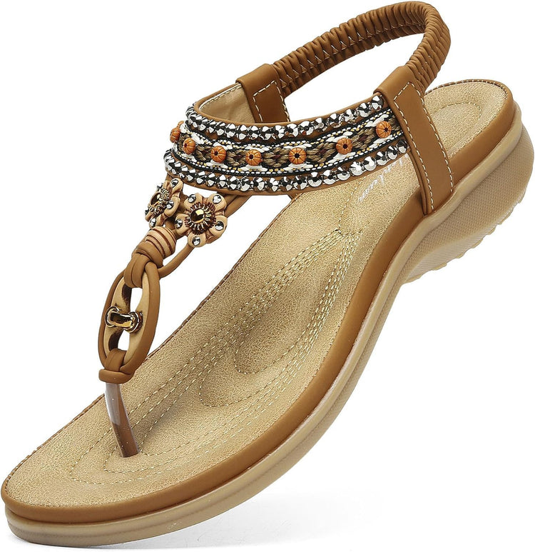 Littleplum Womens Sandals Arch Support Summer Beach Sandals Comfort Walking Shoes Bohemian Flip Flops Sandals for Women