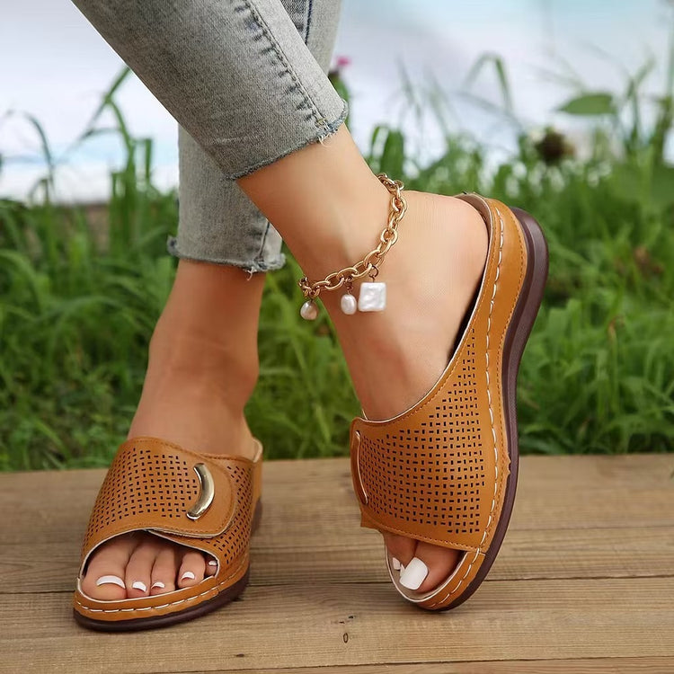 Peep Toe Hollow Out Slippers