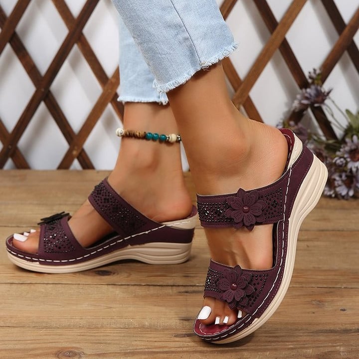 ⏰Last Day 70% OFF 🔥 Floral Wedge Platform Sandals