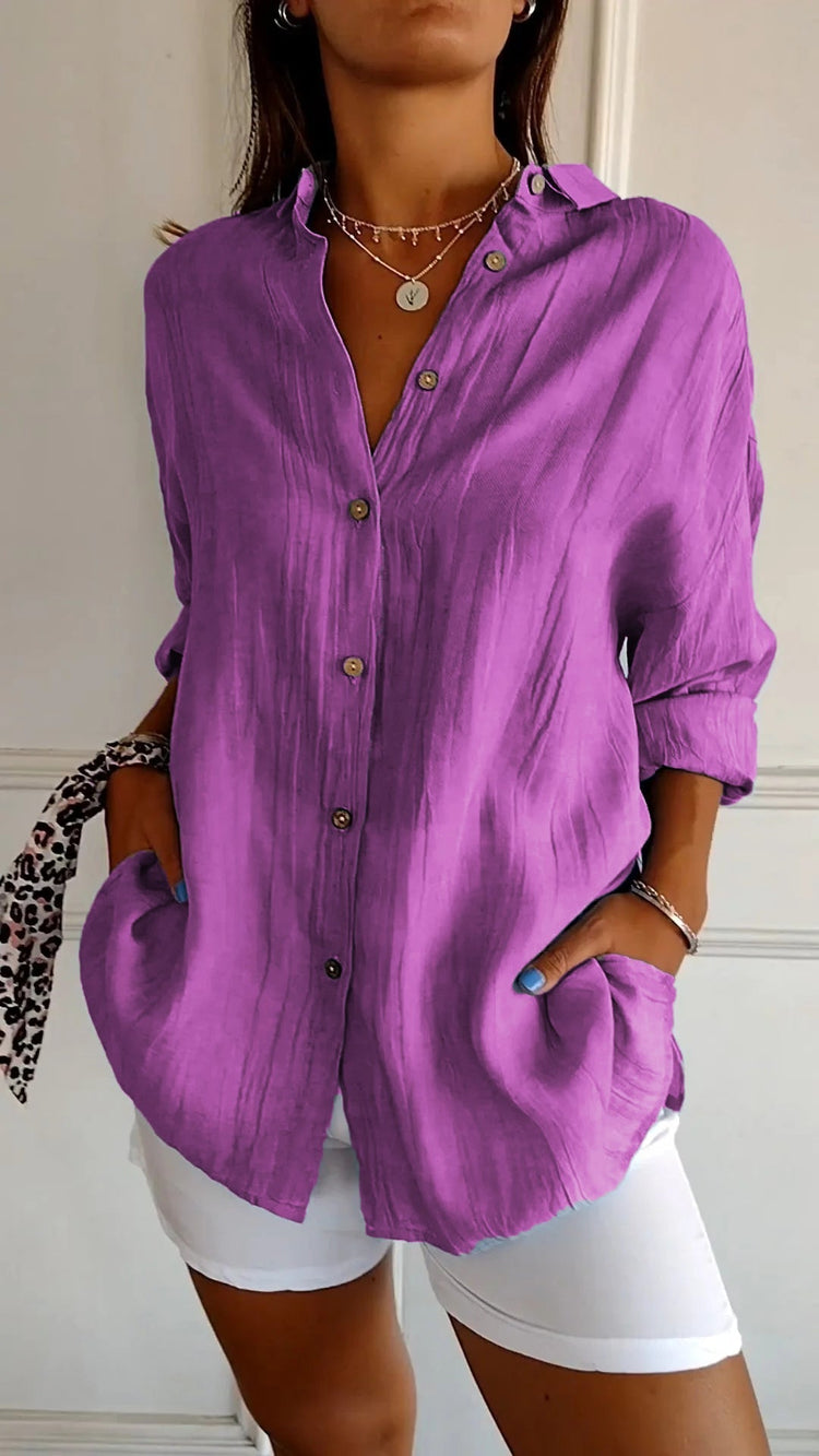 Single-breasted shirt with pleated lapels